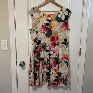 Tiana B Women's Floral Sleeveless A-Line Dress Stretch Size 16 Multicolor Date